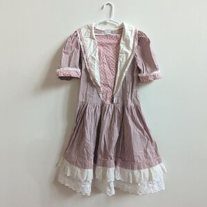 Vtg 80s Polly Flinders 14 Girls Cottagecore Mauve Pink Dress